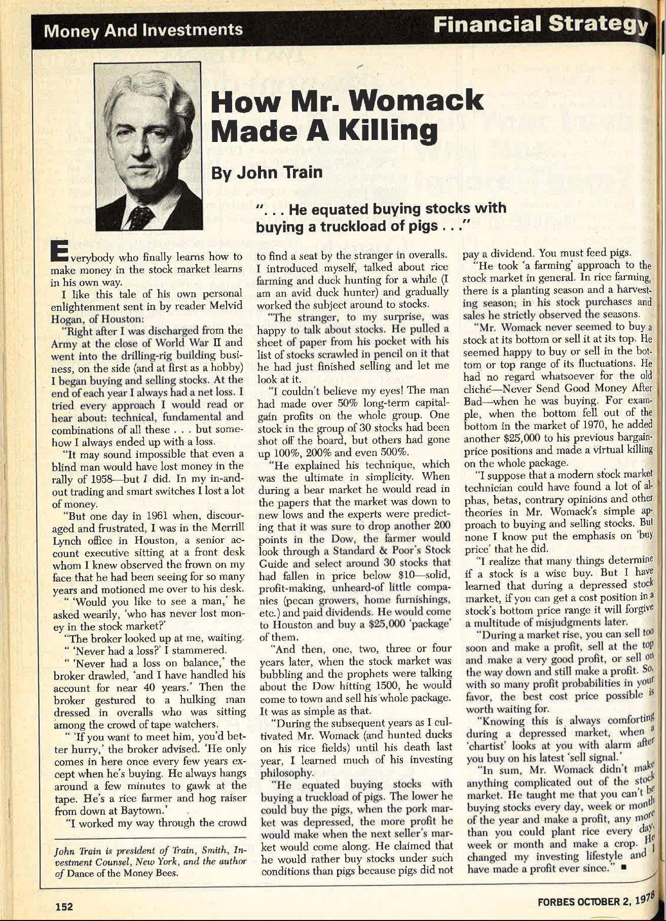 How Mr. Womack made a killing